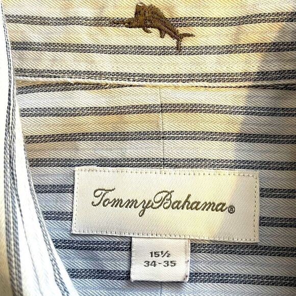 Tommy Bahama 15.5-34/35 Blue-White Striped LS - Picture 2 of 5